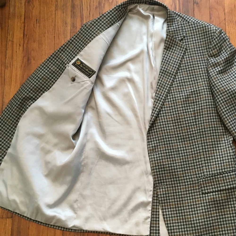 Hart Schaffner Marx Men's Blazer 46L Loro Piana Cashmere Plaid Checked USA Made - Picture 9 of 14